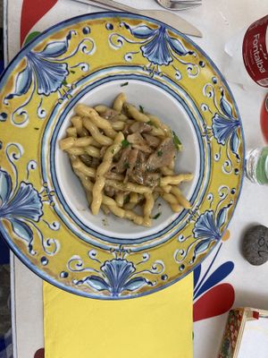 Handmade pasta and Piecini mushrooms   at Siciliano Taormina Osteria Pizzeria in Taormina