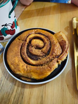 The massive (and super tasty) cinnamon bun!! at Shako Mako Cafe in Norwich
