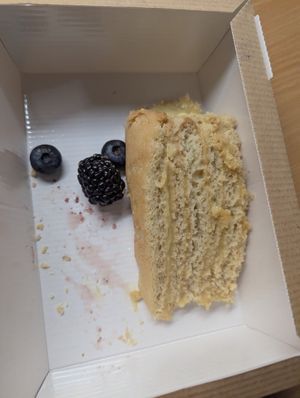 Dessert island cake at Shako Mako Cafe in Norwich