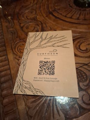 Menu code at Surf N Sun - Arugambay in Arugam Bay