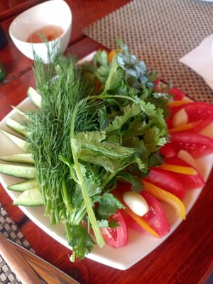 Veggie plate at Nebesa Guest House in Chimgan
