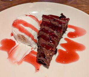 Chocolate Layer Torte and Vegan Vanilla Ice Cream at Bagle Brook - Beefeater in Port Talbot