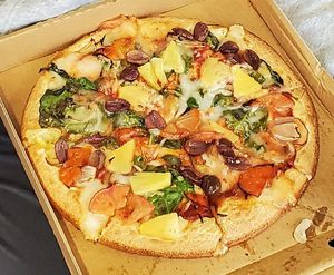 The inspired veggie pizza (without mushrooms) at Dante's Pizza in Drouin