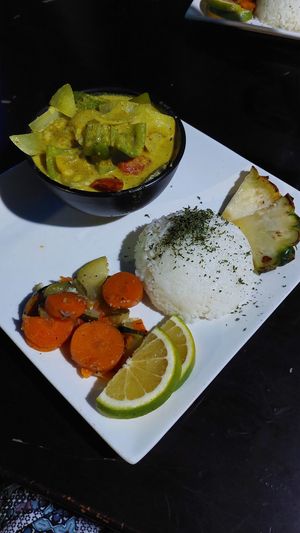 Veggie curry at Reina's in Caye Caulker