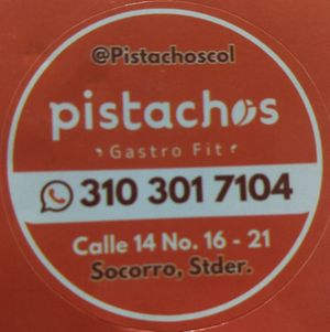 Sticker with info at Pistachos Gastro Fit in Socorro