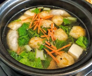 Tofu dumplings soup at Four Seasons Vegetarian in Kuching