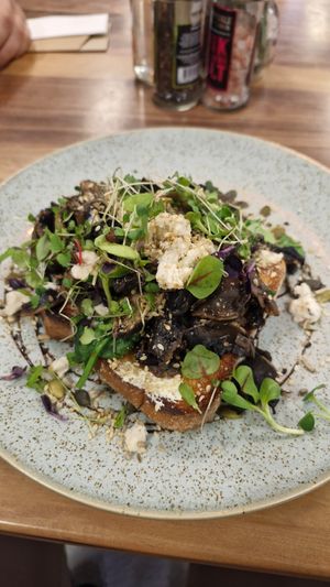 Shrooms with vegan feta at Market Organics in North Ipswich