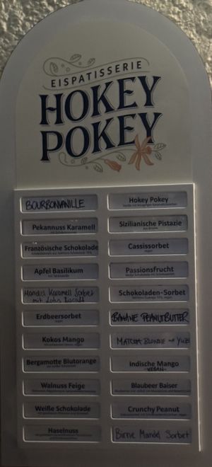 Menu - vegan options are clearly labeled.  at Hokey Pokey   in Berlin