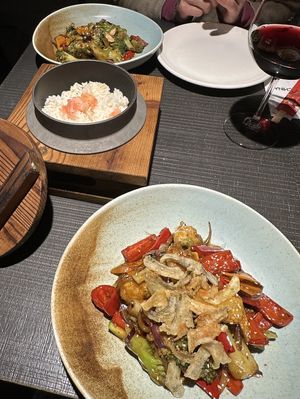 Mixed veg tofu and broccoli dishes with plain rice   at Quick China in Nevsehir