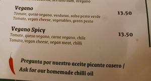 Vegan pizza options at Santangelo's Pizzeria in Altea
