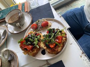 Home made potatoe bread with grilled vegetables  at Café Anoa in Ulm