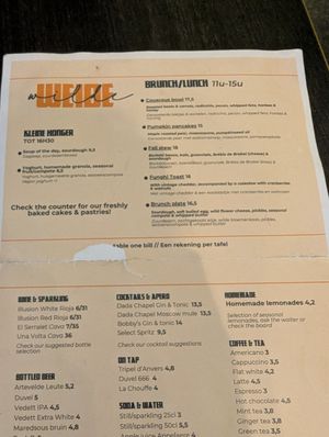 current menu on 1 december 2024 at Wilde Weide in Ghent