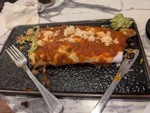 Vegan Chicken burrito. I wish I took a picture before we started eating. at Casa Mexico in Orlando