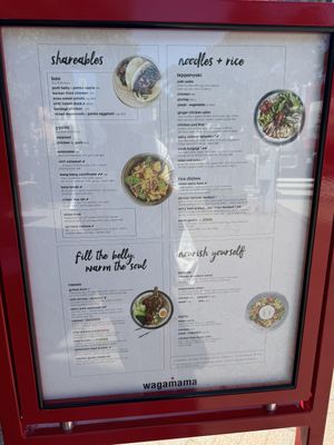 Part of the menu  at Wagamama in Arlington