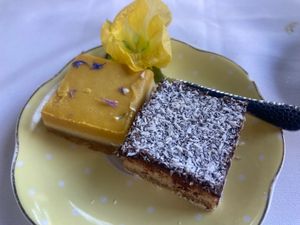 Two vegan desserts  at The Tea House On Los Rios in San Juan Capistrano