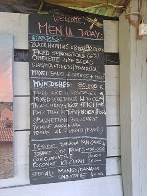 Menu ;) at Bolaven Paradise in Thateng