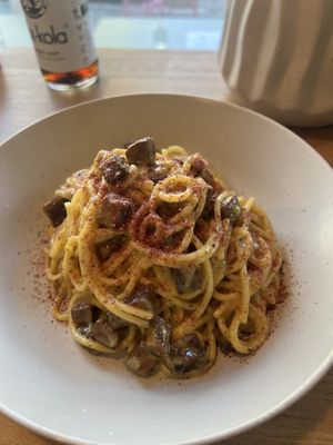 Spaghetti Carbonara  at Nest Plant Based Bistro in Berlin