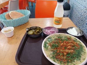 popular dish at Hummus Shivat Zion in Haifa