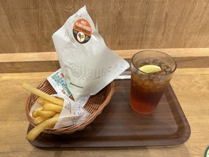 Took the burger as value set.  at Mos Burger - Kintetsu Toji Station in Kyoto