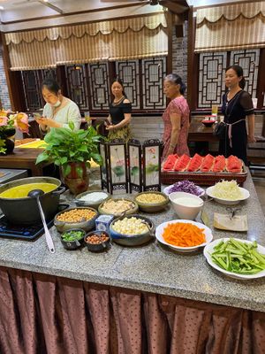 The salad station.  at NénGrén Zhāi Guǎn 能仁斋馆 in Guilin