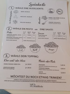 Menu at Tines Nudelküche in Stralsund