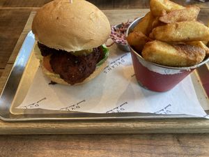 Bhaji burger  at Dylan's in Conwy