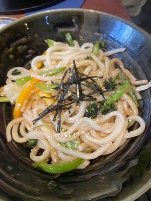 Veg Yaki Udon - Stir fried udon with season veg at Yuzu in Manchester