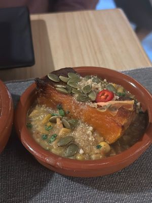 Argentinian style pumpkin with  corn  at MEZZE in Granada