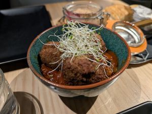 Eggplant albondigas at MEZZE in Granada