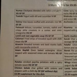 Lunch Options at Yeni Restaurant in Edinburgh