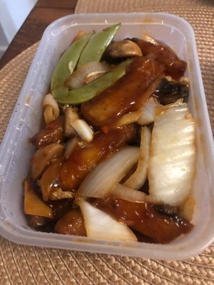 Crispy vegan fish fillet Szechuan  at Oriental Fusion in South East London