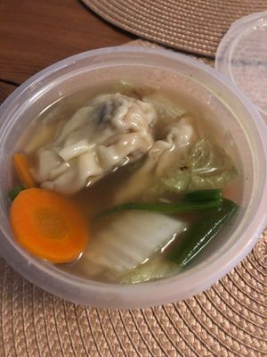 Vegan won ton soup at Oriental Fusion in South East London