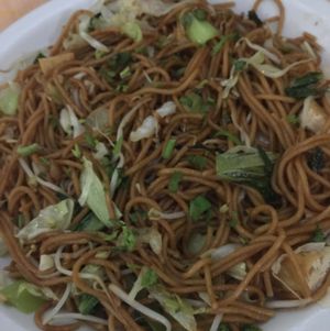 vegetable noodles with peanut sauce.  at Indo Restaurant in Noord