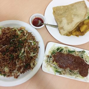 Nasi, pietjel & roti  at Indo Restaurant in Noord