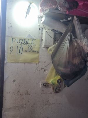 The sign at Pozole in Merida