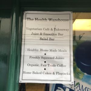 info on door  at The Health Warehouse Cafe in Darlington