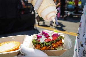 Wumbo Patty (crab cake sandwich)  at Fungi Foods in Walnut Creek