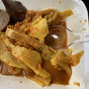 Veggies and vegan meats. Very spicy  at Somkid Vegetarian in Krabi