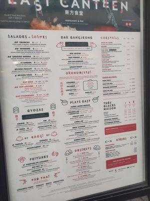 Menu at East Canteen Grand'Rue in Strasbourg