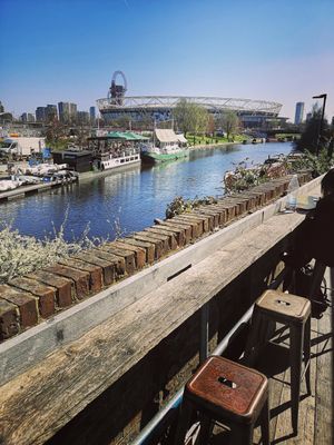 Seating outside at Essential Vegan Cafe in East London