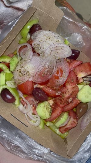 Vegan greek saladd  at Pizza Fiesta in Kalampaka