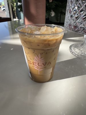 peppermint oat milk latte   at Selva Coffee House in San Diego