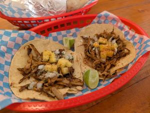 El pastor tacos at La Victoria-Taquería in Bogota