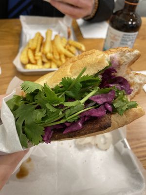 Banhmi Burger very yummy  at Plantiful Superfoods in Lynnwood