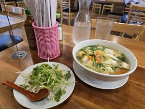Vegetarian noodle soup at Colfax Bistro in Colfax