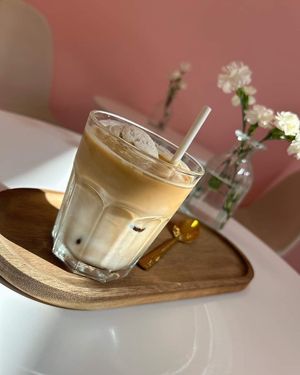 Caramel ice coffee with vegan vanilla ice-cream  at Zabrakadabra in Szekesfehervar