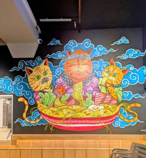 Art work in restaurant at Bao Bite Noodle Bar in Reykjavik