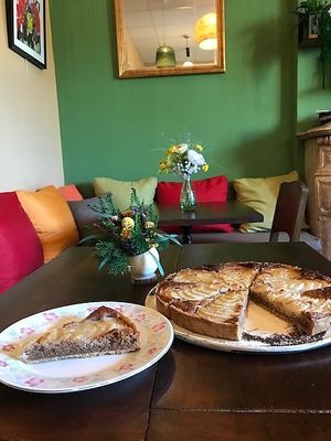 Pear and walnut pie at Natural'inn Café in Les Pennes-mirabeau