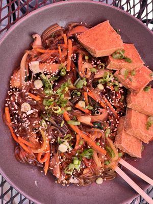 Japchae - was very good with glass noodles   at Bebap in Rochester