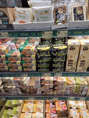 Good variety of vegan products in a large supermarket. at Voli  in Bar